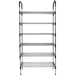 Rust-proof Stackable 6 Tier Shoe Rack - Silver Black - thumbnail 4