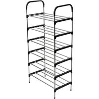 Rust-proof Stackable 6 Tier Shoe Rack - Silver Black