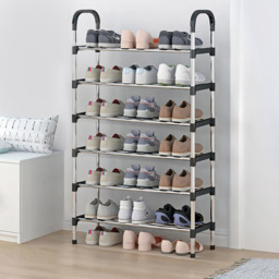 Rust-proof Stackable 6 Tier Shoe Rack - Silver Black - thumbnail 3