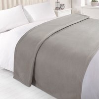 Plain Fleece Throw Blanket - Silver / 150cm