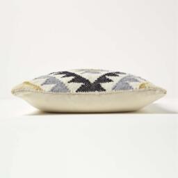 Agra Handwoven Gold and Black Kilim Cushion with Feather Filling - Multi-Coloured - thumbnail 5