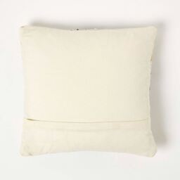 Agra Handwoven Gold and Black Kilim Cushion with Feather Filling - Multi-Coloured - thumbnail 3