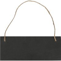 Rectangle Slate Memo Board with Rope - 25cm x 10cm - Black / 0.38kg