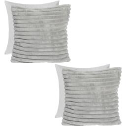 Pack Of Faux Fur Ribbed Filled Cushions - Grey / 2 - thumbnail 5