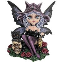 Midnight Fae Gothic Fairy with Cat Figurine - H14cm