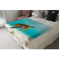 Photo Of Sea Turtle In The Galapagos Island Blanket - Blue - thumbnail 1