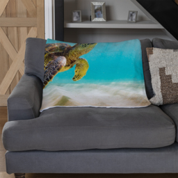 Photo Of Sea Turtle In The Galapagos Island Blanket - Blue - thumbnail 3