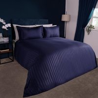 Brentfords Satin Stripe Duvet Cover Bedding Set - Navy / Superking