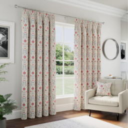 Cotswold Floral Red Blackout Pencil Pleat Curtains - Red / 229cm / 274cm - thumbnail 2