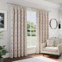 Cotswold Floral Red Blackout Pencil Pleat Curtains - Red / 229cm / 274cm - thumbnail 1