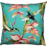 Hummingbird Blooms Outdoor Cushion Cover - Blue
