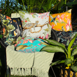 Hummingbird Blooms Outdoor Cushion Cover - Blue - thumbnail 5