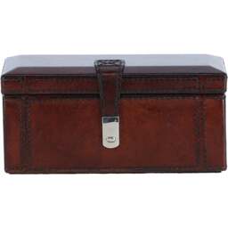 Luxury Leather Dual Watch  Bracelet Storage Box - Chestnut - thumbnail 2