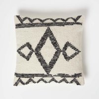 Homescapes Koba Handwoven Traditional Black Cream Cushion - Cream