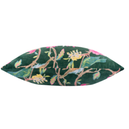 Aviary Cotton Velvet Cushion - Bottle Green / Feather - thumbnail 2