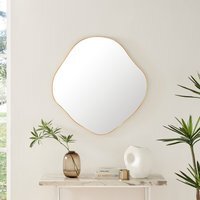Vita Asymmetrical Curved Pebble Metal Framed Wall Mirror - Gold - image 1