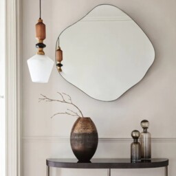 Vita Asymmetrical Curved Pebble Metal Framed Wall Mirror - Gold - thumbnail 2