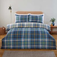 Regalia Check Microfibre Complete Duvet Cover Set with Fitted Sheet - Blue / Single - image 1