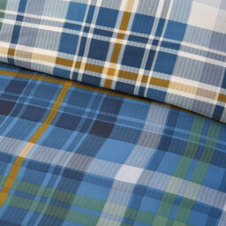 Regalia Check Microfibre Complete Duvet Cover Set with Fitted Sheet - Blue / Single - thumbnail 3