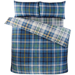 Regalia Check Microfibre Complete Duvet Cover Set with Fitted Sheet - Blue / Single - thumbnail 2