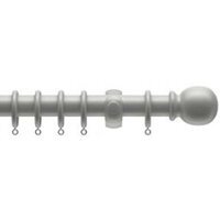 28mm Wooden Grey Curtain Pole Set - Grey / 120cm