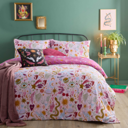Enchanted Printed Reversible Duvet Cover Set Double - Pink - thumbnail 2