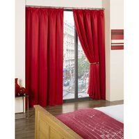 Woven Thermal Blackout Pencil Pleat Curtains - Red / 168cm / 137cm