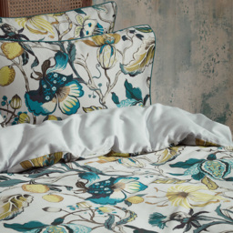 Morton Floral Premium Cotton Sateen Duvet Cover Set - Teal / Double - thumbnail 3