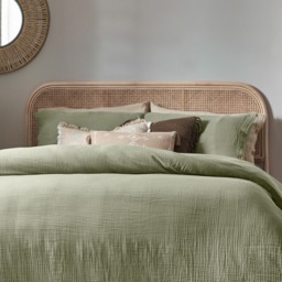 Lark Muslin Cotton Duvet Cover Set - Eucalpytus / Single - thumbnail 3