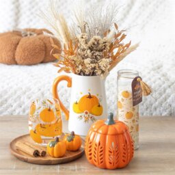 Pumpkin Print Tube Candle Autumn Scent  Burn Halloween Decor - White - thumbnail 3