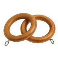Wooden Curtain Pole Ring Hooks with Eyes - Antique Pine / 32