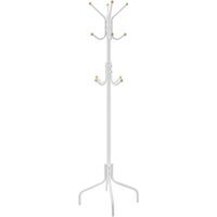 Metal Hallway Coat Rack Stand with Hooks - White