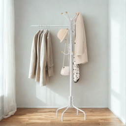 Metal Hallway Coat Rack Stand with Hooks - White - thumbnail 2
