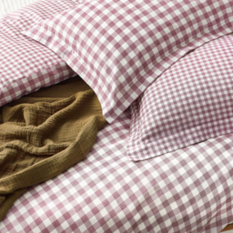 Barton Gingham Check Duvet Cover Set - Berry / Double - thumbnail 3