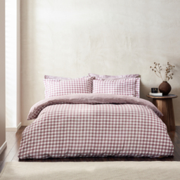 Barton Gingham Check Duvet Cover Set - Berry / Double - thumbnail 4