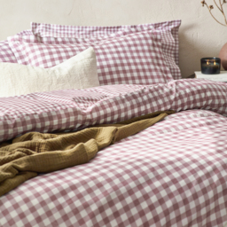 Barton Gingham Check Duvet Cover Set - Berry / Double - thumbnail 2
