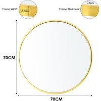 Moisture-resistant Hanging Nordic Round Wall Mirror - Gold - image 1