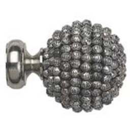 28mm Fixed Length Metal Eyelet Curtain Pole Set - Mia Finial - Satin Silver / 360cm - thumbnail 3