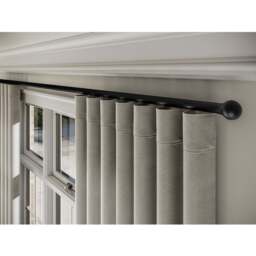28mm Styleline Gliding Curtain Pole Set with Ball End - Black - Black / 105cm - thumbnail 2