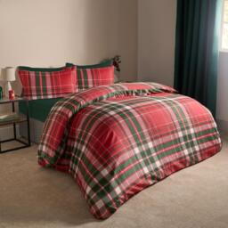 Traditional Christmas Check Bedding Set - Red / Single - thumbnail 2