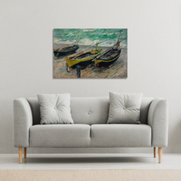 Claude Monet - Three Fishing Boats  Canvas print - Green / 101cm / 152cm - thumbnail 3