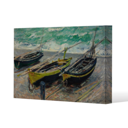 Claude Monet - Three Fishing Boats  Canvas print - Green / 101cm / 152cm - thumbnail 2
