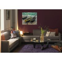 Claude Monet - Three Fishing Boats  Canvas print - Green / 101cm / 152cm - thumbnail 1