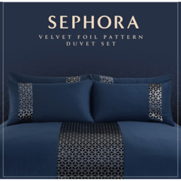 Soft Touch Geometric Duvet Set - Navy / King - thumbnail 4
