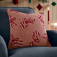 Candy Canes Tufted Polyester Filled Cushion 45 x 45cm - Pink/Red - thumbnail 1