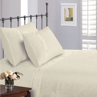 Luxurious Waffle Buttoned Duvet Cover and Pillowcase Set - Cream - image 1