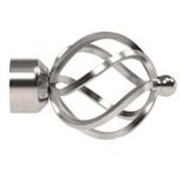 28mm Fixed Length Metal Eyelet Curtain Pole Set - Cage Finial - Satin Silver / 150cm - thumbnail 3