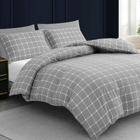 Premium Reversible Duvet Cover Set with Zipper Closure and Corner Ties - Grey / Single - image 1