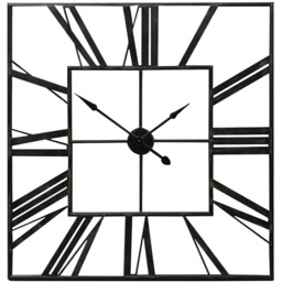 Large Vintage Roman Numeral Metal Wall Clock - Black - thumbnail 2