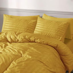 Satin Stripe Duvet Covers - Ochre / Double - thumbnail 2